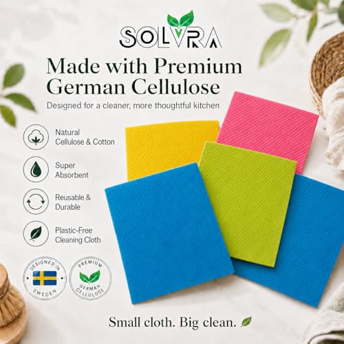 Image of 10 Pcs Multicolor Swedish Dishcloths for Kitchen, Washable German Cellulose