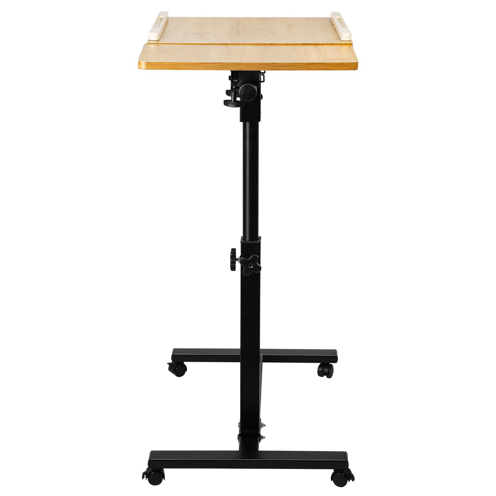 Table de Lit à roulettes Dejaoo, Large Table Roulante Réglable en Hauteur - Bureau Debout sur Roues - 70 * 44 * 65/95CM - Couleur Bois Naturel