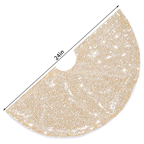 Yookat-1-Pack-Christmas-Tree-Skirt-24-Inches-Round-Sequence-Tree-Skirts-Sparkle-Tree-Mats-Champagne-Gold-Christmas-Tree-Skirt-for-Christmas-Tree-Decorations Yookat 1 Pack Christmas Tree Skirt 24 Inches Round Sequence Tree Skirts Sparkle Tree Mats Champagne Gold Christmas Tree Skirt for Christmas Tree Decorations