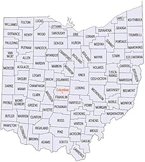 Map - County Outline Map of Ohio Vivid Imagery Laminated Poster Print-20 Inch by 30 Inch Laminated Poster With Bright Colors And Vivid Imagery