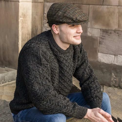 Irish Wool Sweater, Traditional Aran Honeycomb Stitch, Crew Neck, 100% Wool4