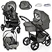 Bergsteiger Kinderwagen Babywagen Capri 3in1 | Kombikinderwagen Komplettset inkl. Zubehör - Babyschale, Buggy-Aufsatz, Sonnenschutz & Wetterfußsack