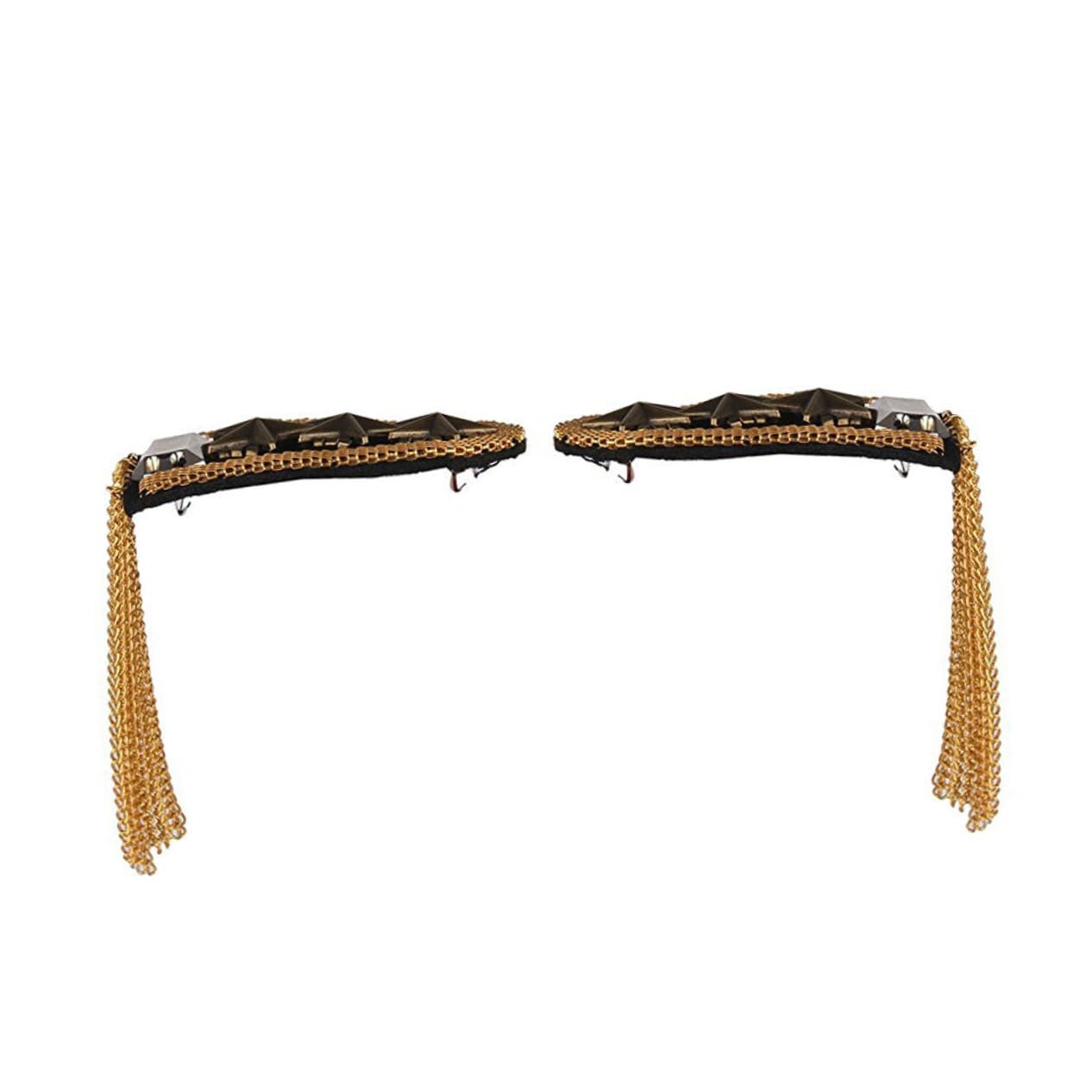 Gogogmee 1 Pair Link Chain Epaulet Shoulder Boards for Men's Star Pattern Tassel Chain Epaulets
