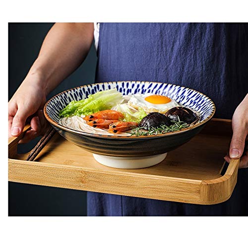 Porzellanschalen, 24,1 cm japanische Nudelschüssel, große Ramenschüssel, Mikrowelle, Keramikgeschirr, Salat, Reis, Obst, Suppenschüssel (Farbe: D) (Farbe: Argento)