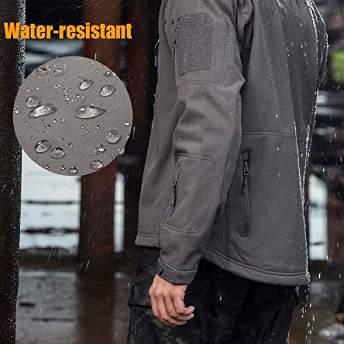 FREE SOLDIER Herren Winterjacke Military Softshell Jacken Outdoor Fleecefutter Winddichte Wasserdichte Jacke mit Kapuze Warme Taktische Jacken mit Mehreren Taschen für Jagdausflüge (Grün,2XL)