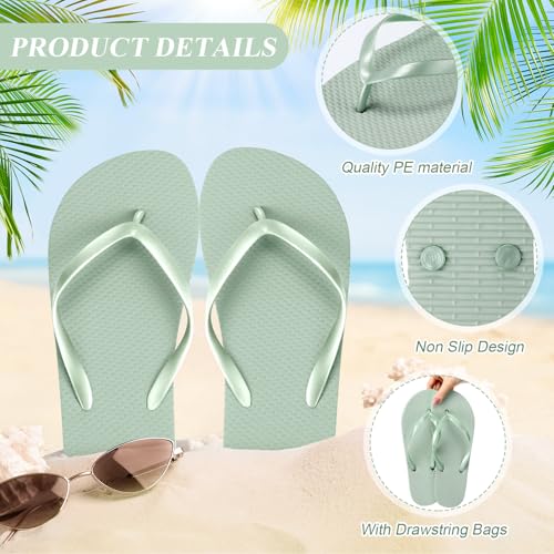 Image of Unittype Flip Flops Bulk for Wedding Guest Slippers Wedding Flip Flops with Cards Bags for Pool Beach Party