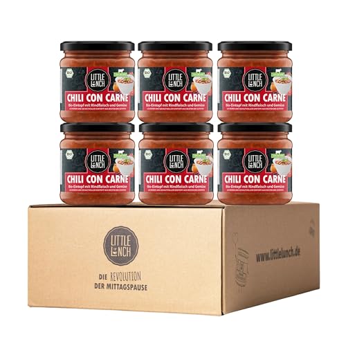 Little Lunch Bio Chili Con Carne | Chilli | 100% Bio-Rindfleisch | Ohne zugesetzten Zucker | Glutenfrei | Laktosefrei | Keine künstlichen Zusätze | Ohne Geschmacksverstärker | 6 x 350g