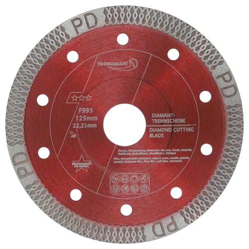 PRODIAMANT Diamant Fliesenscheibe 125mm x 22,23 F993 für Fliese, Feinsteinzeug, Keramik und Naturstein Trennscheibe extra dünn PRODIAMANT Diamant Fliesenscheibe 125mm x 22,23 F993 für Fliese, Feinsteinzeug, Keramik und Naturstein Trennscheibe extra dünn