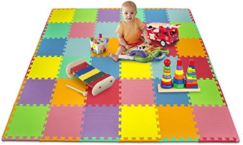 Matney Foam Mat Puzzle Piece Play Mat Set - Safe for Kids to Play and Learn - Great for Nurseries, Play Rooms, Gyms, Day Care, Classrooms, Playgrounds Etc. - 36 Tile Pieces and Borders