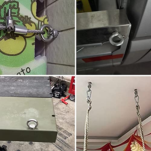 Image of 304 Stainless Steel Machinery Shoulder Lifting Eye Bolt, 6 PCS M8 Extended Thread Lifting Eyebolts with Lock Nuts, Lock Washers, Flat Washers