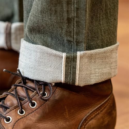 Red Tornado Straight Fit 14oz Selvage Denim Pants in Green4