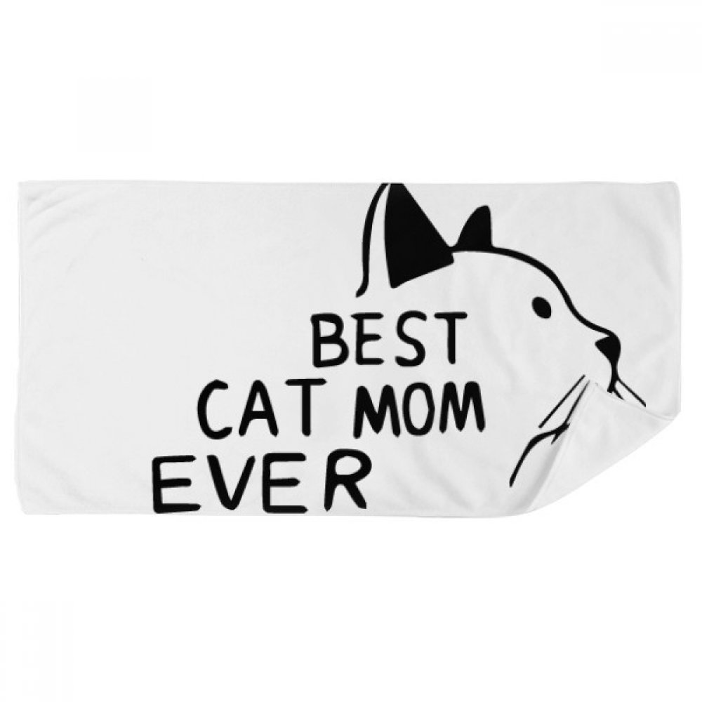 Serviette de bain maman chat 35x70cm douce, idéale pour la salle de bain ou vos séances de sport