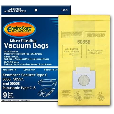 EnviroCare Replacement Vacuum Bags made to fit Kenmore Canister Type C or Q 50555, 50558, 50557 and Panasonic Type C-5 Vacuums, 9 pack Cover