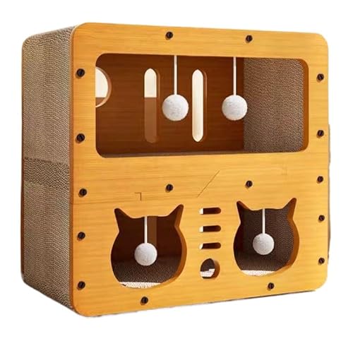 猫の巣猫の爪板ペットソファおもちゃ猫別荘猫ケージ (木の色,猫ソファーの巣-大きい(35斤寝られる)アップグレード3階)