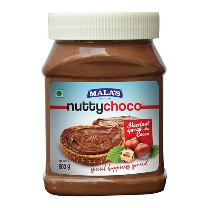 Mala’s Nutty Choco Hazelnut Spread with Cocoa – 600g | Creamy Chocolate Spread for Sandwich, Toast, Bread, Desserts & Baking-image-23