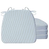 AAAAAcessories D-Shaped Chair Cushions, 2' Thick Dining Chair Pads with Ties and Removable, Machine-Washable Cover, 17' x 16', Set of 4, Pinstripe Blue