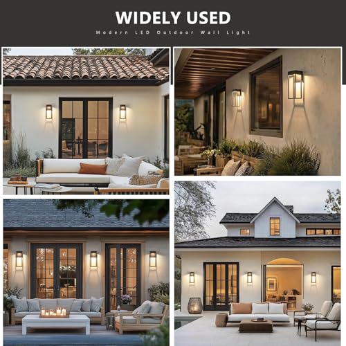 Image of LED Outdoor Wall Lights, Wall Mount Wall Sconces, 1 Pack | 3000K Hardwired, IP65 Waterproof Wall Lantern, Exterior Lighting Fixtures for Front Door Porch Garage Patio Garden