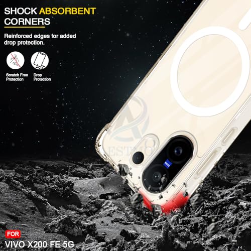 Image of AESTMO Clear Back Cover for Vivo X200 FE 5G | 360 Protection | Transparent Back Cover for Vivo X200 FE 5G (PC + TPU, Compatible with MagSafe Accessories, Transparent Bumper)