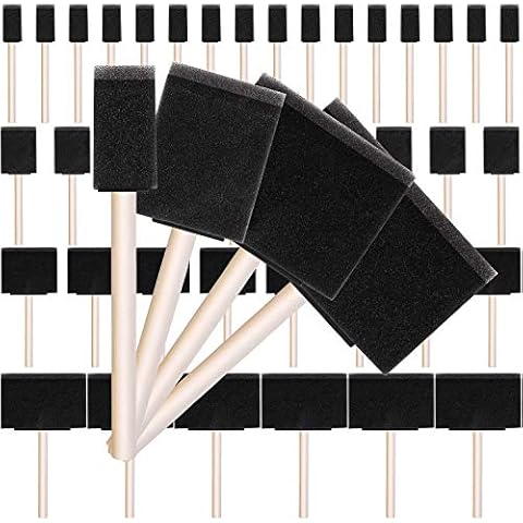 URATOT 40 Pack Foam Brush Foam Paint Brush Foam Sponge Brush Foam Sponge Paint Brush with Wood Handles for Acrylics, Stains, Crafts, Varnishes, 4 Sizes Cover
