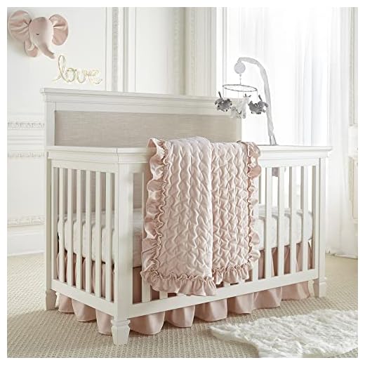Levtex Baby - Heritage Crib Bed Set - Baby Nursery Set - Blush Velvet - Rich Velvet - 4 Piece Set Includes Quilt, One Fitted Sheet, Changing Pad & Skirt/Dust Ruffle