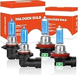 Fit For Mazda CX-5 2013-2016 High Performance Halogen Headlight Bulbs,9005 High Beam + H11 Low Beam Headlamp Replacement Bulbs Kit, 5000K Super Bright White Light, Plug and Play, Pack of 4