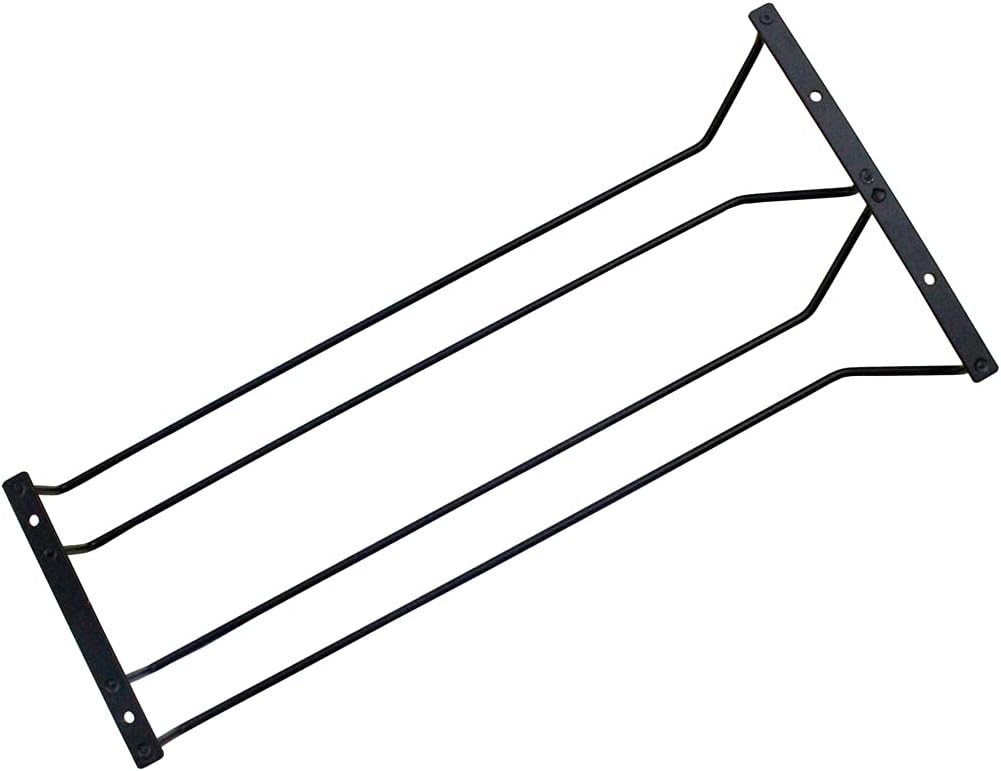 1 Piece Wine Glass Rack Under Cabinet, Stemware Rack Black, Wine Glass Holder, Goblet Wine Rack With Screws, 45 cm 2 Rows
