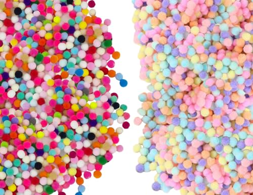 Lhbwhiz 600 Pompões, pequenas bolas de feltro de cores para trabalhos manuais, mini bolas esponjosas, pompons multicolores, artesanato criativo de bricolagem, para decoração de festas (10 mm)