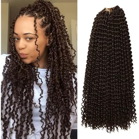 WIGENIUS Passion Twist Hair 6 packs/Lot 18 Inch Water Wave Crochet Hair Passion Twist Crochet Braids Synthetic Passion Twist Braiding Hair Extensions(4#) Cover