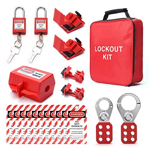 Breaker Lockout Tagout Kit Electrical Lockout Lock Set Plug Lockout Loto Padlock Lockout Hasp Lockout tag Kit