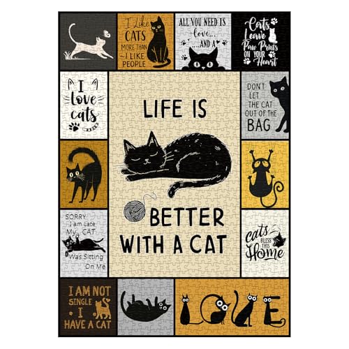 Rompecabezas de gatos divertidos para adultos, 1000 piezas, rompecabezas de collage artístico imposible y desafiante con gatitos adorables y estética acogedora