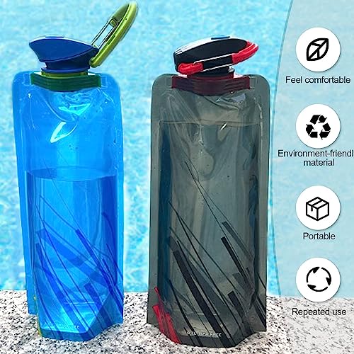 KHDULQ 4 Pcs Foldable Water Bottle, Reusable Drink Pouches Bags, Foldable Sports Bottle - Image 4