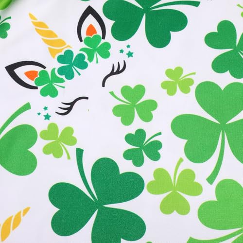 Toddler Girls St. Patricks Day Shamrock Clover Pearl Flutter Sleeve Dress 3-8Y4