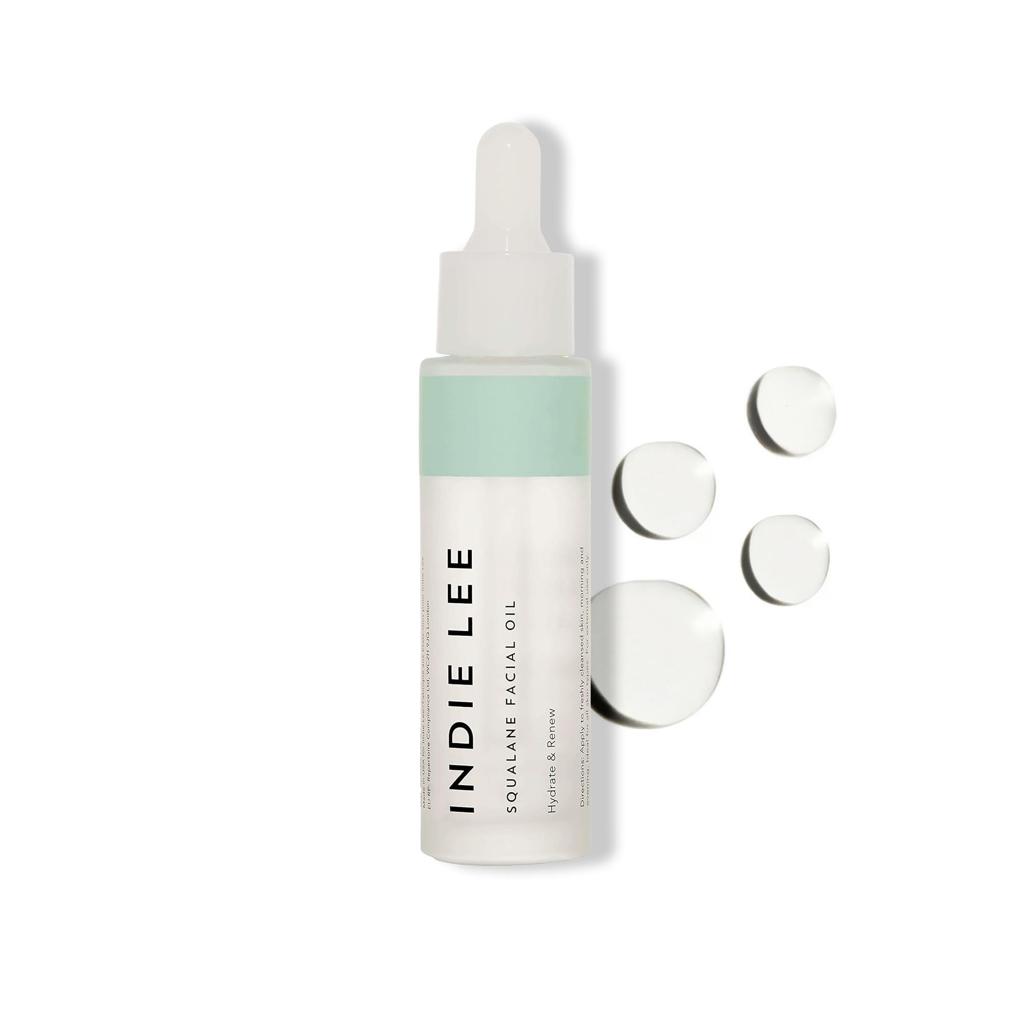 Indie Lee 100% Squalane Oil - Daily Face Oil & Hydrating Moisturizer for Dry Skin, Fine Lines and Wrinkles - Even Skin Tone, Brighten & Improve Texture (30ml)