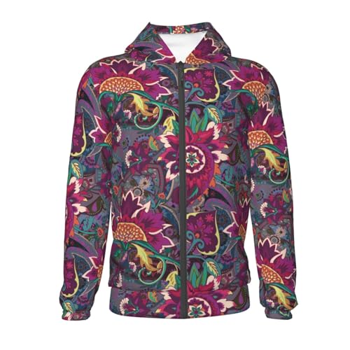 Vintage Oriental Paisley Kid Hoodies Boys Zip Up Sweatshirts Girls Pullover with Pocket2