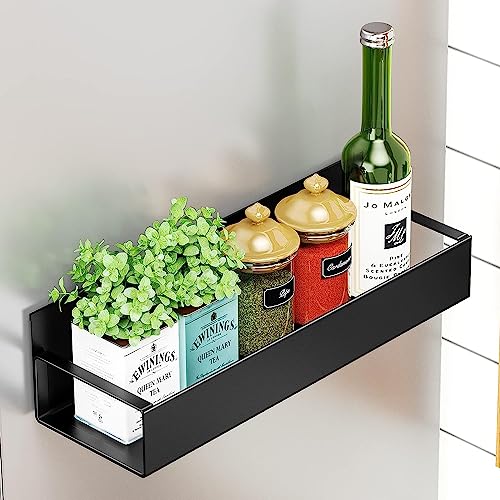 Image of OrganizeMee Movable Kitchen Organizer Storage Spice Magnetic Rack, Decorate Your Fridge,Washing Machine & Microwave Oven with Magnetic Metal Fridge Side Rack 1 Year Warranty: Black Set Of 1