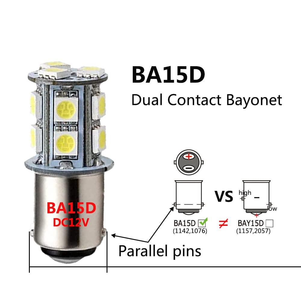 GRV Ba15d 1076 1142 Lot de 6 ampoules LED haute luminosité pour voiture 13-5050SMD DC 12 V Blanc froid