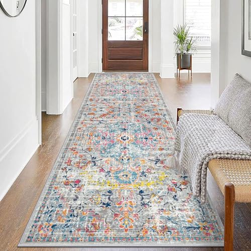 Pauwer Boho Hallway Runner Rug 3x10 Washable Entryway Area Rugs Non Slip Farmhouse Vintage Floor Mat Long Carpet Runner for Hallways Laundry Room Kitchen Bathroom Bedroom