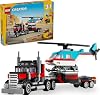 LEGO Creator 3 en 1 Camión de Plataforma con Helicóptero de Juguete, se Transforma de Camión de Plataforma a Avión de Hélice y a Coche Hot Rod y SUV, Idea de Regalo para Niños y Niñas de 7 Años en Adelante, 31146 2