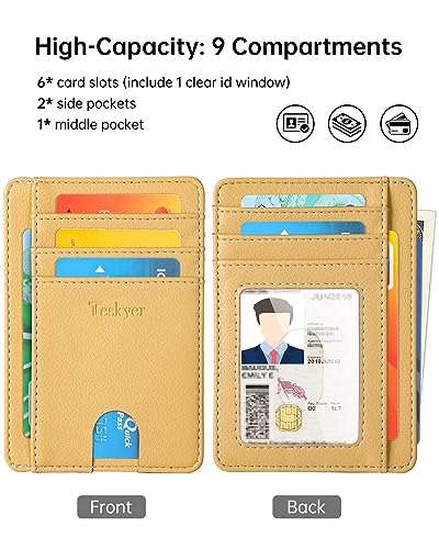 Image of Teskyer Slim Minimalist Wallet for Men, RFID Front Pocket Card Holder | Ultra Slim Front Pocket Design, 8 Card Slots, RFID Protection, Smooth Faux Leather for Everyday Carry