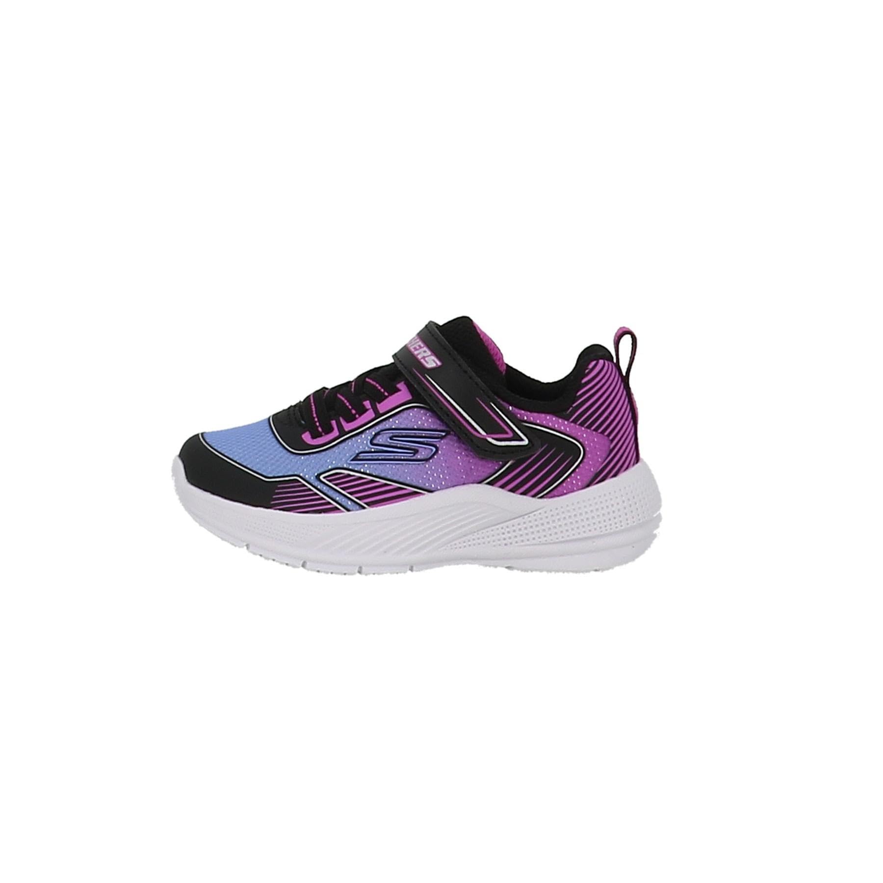 Skechers Baby Girl's Microspec Advance Oasis Point Sneakers, Black Pu/Multi Textile, 5 UK Child