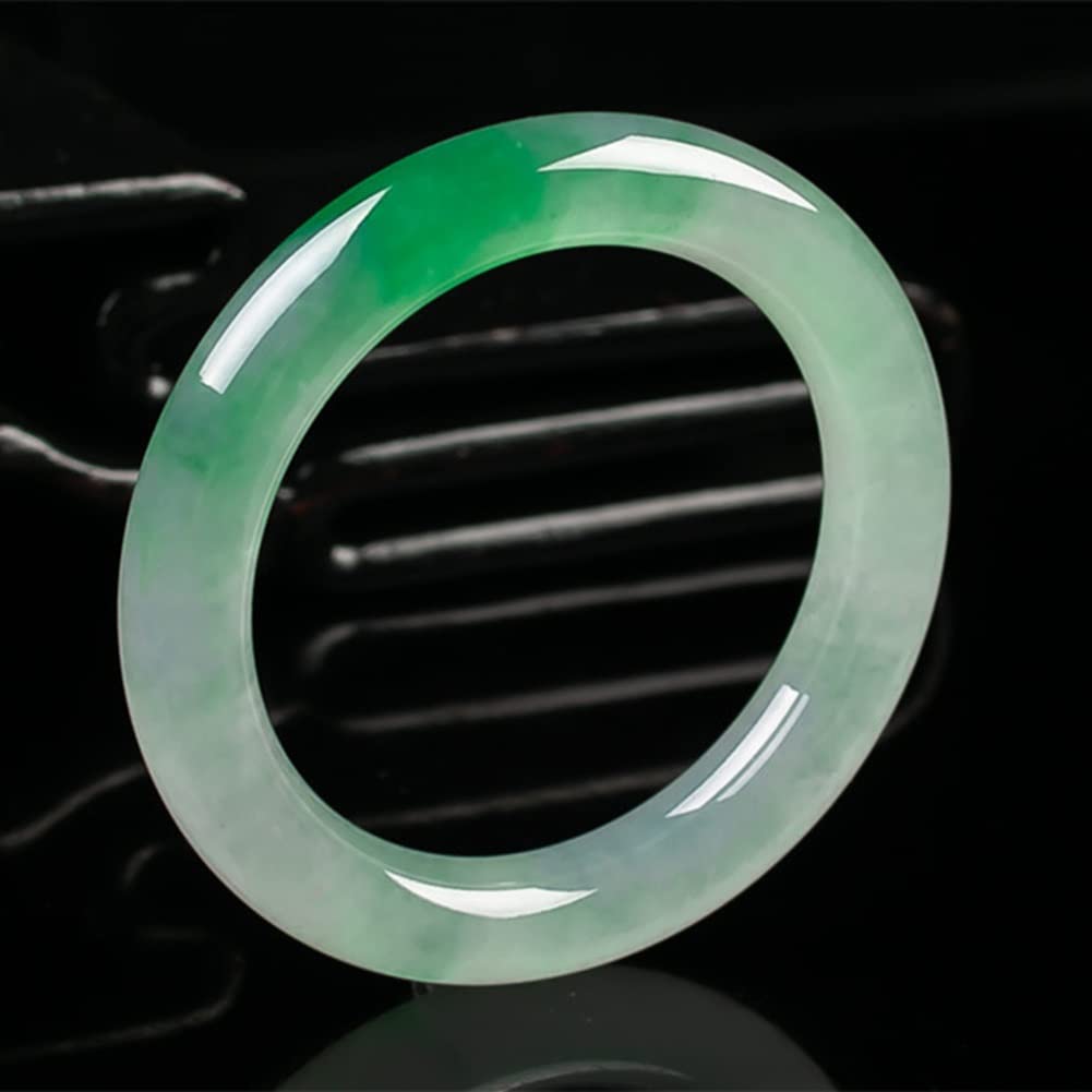 Brazalete De Jade Para Mujer, Color Verde Auténtico Chino Con Certificado, Flores Flotantes De Hielo, Barra Redonda Fina, Joyería De Jadeíta (54 Mm)
