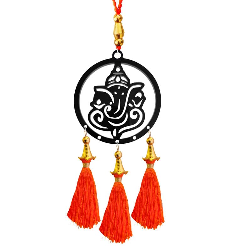 Acrylic Lord Ganesha Car Hanging Car Rear View Mirror Decor Ornament Accessories Good Luck Dream Catcher Positive Vibes Balcony, Gift, Car, Wind Chimes, Room (Lord Ganesha ) 1 Pcs, Black LA604-image-42