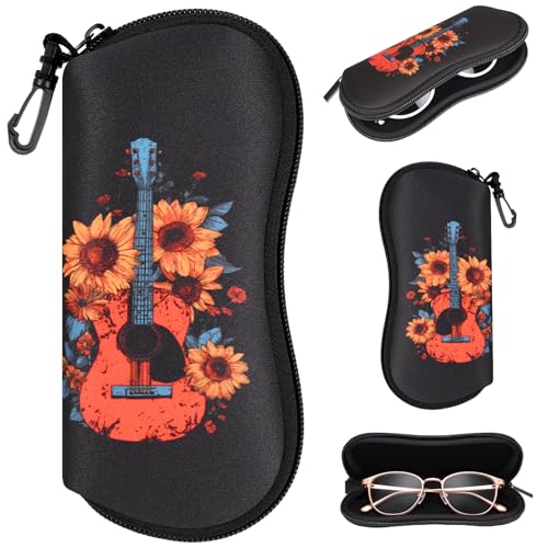 Image of Sunglasses Case with Belt Clip, Ultra Light Neoprene Zipper Soft Padded Glasses Case for Women Men