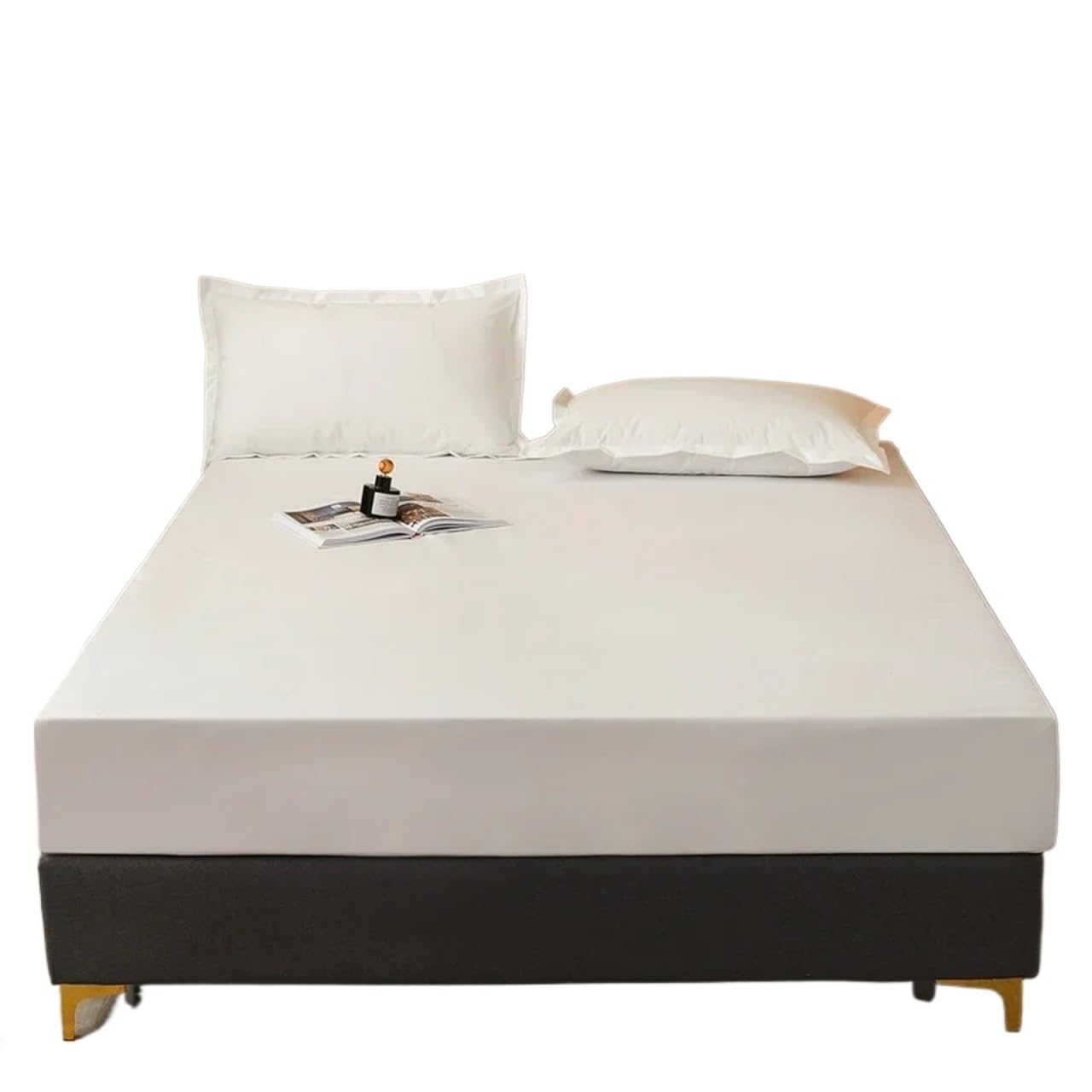 Funda de colchón algodón Impermeable, sábana Ajustable con Banda elástica, Funda Antideslizante, Protector, sin Fundas Almohada(White,150x190x25cm)