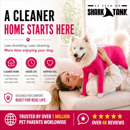 Image of Shed Defender Original Dog Onesie for Shedding Control - Seen on Shark Tank, Lightweight Breathable Dog Suit, Bodysuit for Dogs, Recovery Suit, Anxiety Relief, Full Coverage, Easy On /Off, Dog Jumpsuit