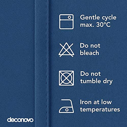 Image of Deconovo Solid Blackout Thermal Insulated Wide Width Grommet Top Darkening Curtains for Room Divider, 100W X 95L, Dark Blue