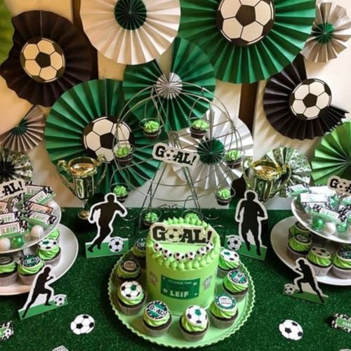 Image of Wanna Party Football Soccer Party Decorations Hanging Paper Fans Football Soccer Classroom Ceiling Wall Decor for Sport Game Day Birthday Decoration Items for Boys