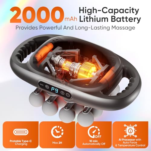 Image of 16 Head Massage Gun Deep Tissue, Quiet Back Massager for Pain Relief Deep Tissue with 9 Modes and 9 Intensities for Back, Shoulders, Arm, Legs, Foot, Body