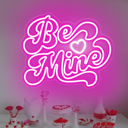Image of Be Mine Neon Sign, Valentine's Day LED Light, Romantic Wedding Backgroud Decoration, Gift For Her, Home Wall Decor Room Decoration, 16.5 inchx13.4 inch