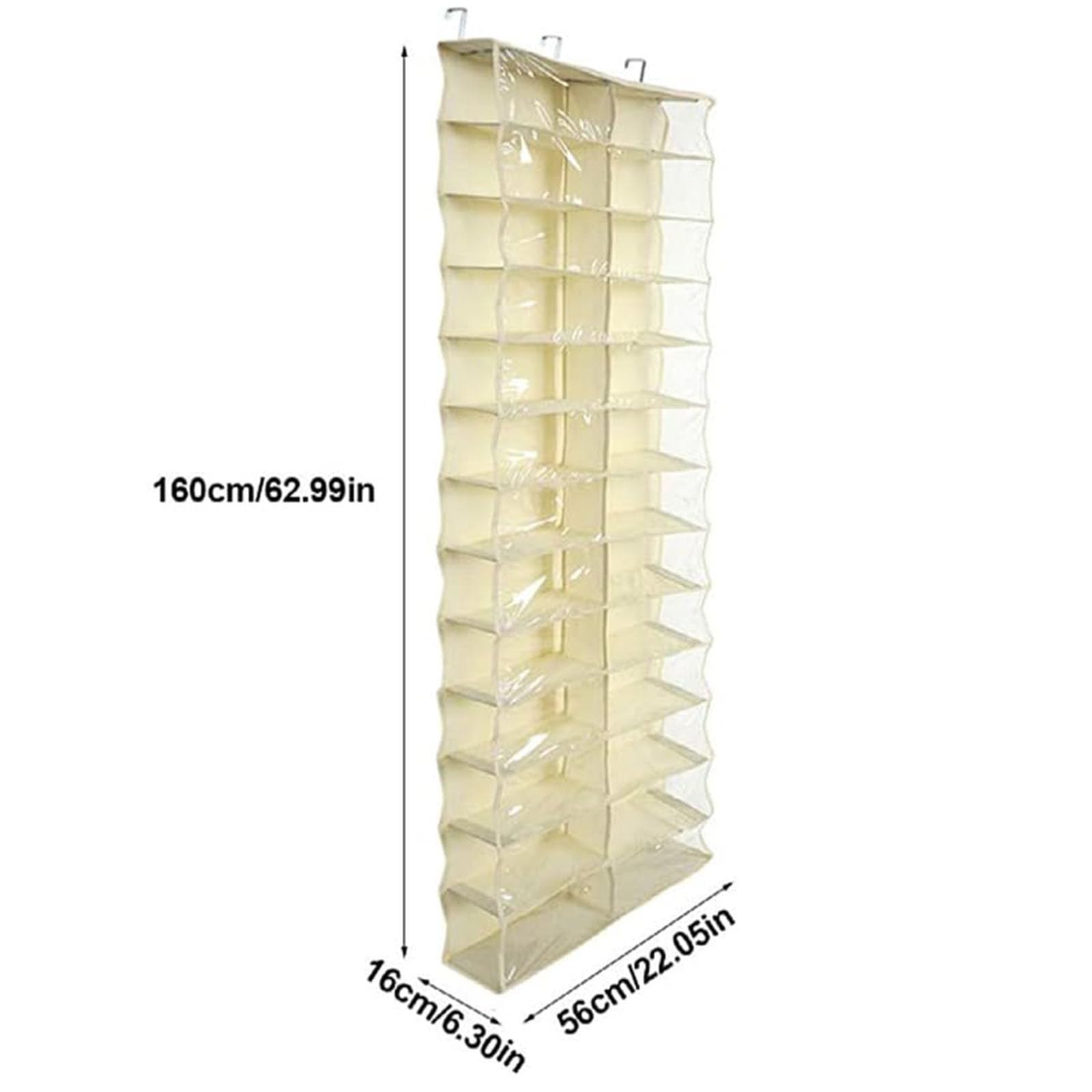 Organizador de almacenamiento para puerta colgante, 26 bolsillos transparentes, soporte plegable grande para zapatos, sudaderas y ropa, solución de organización del hogar, 160 x 56 cm